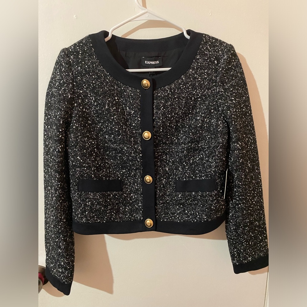 Express tweed  blazer SIZE S black/ white